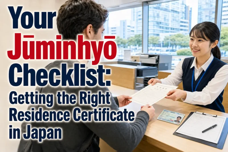 A foreign resident receives a residence certificate at a Japanese municipal office.