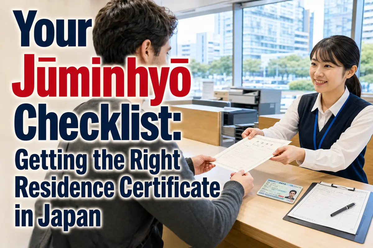 A foreign resident receives a residence certificate at a Japanese municipal office.