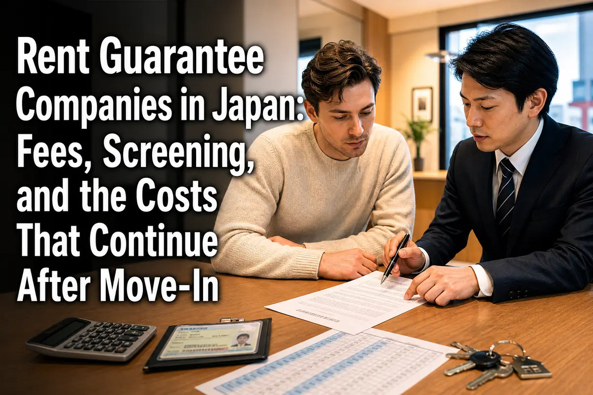 A foreign resident checks apartment guarantee fees with a real estate agent in Japan.