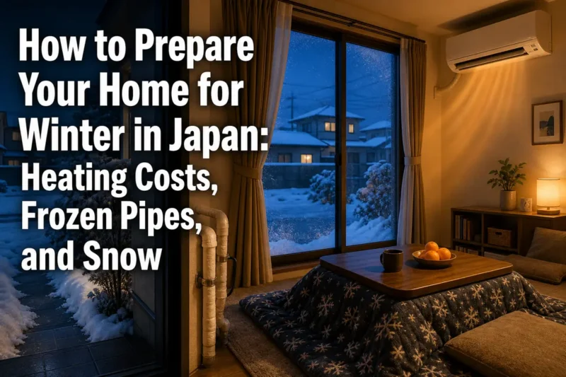 雪の降る日本の冬に暖房と凍結対策を整えた住まい。