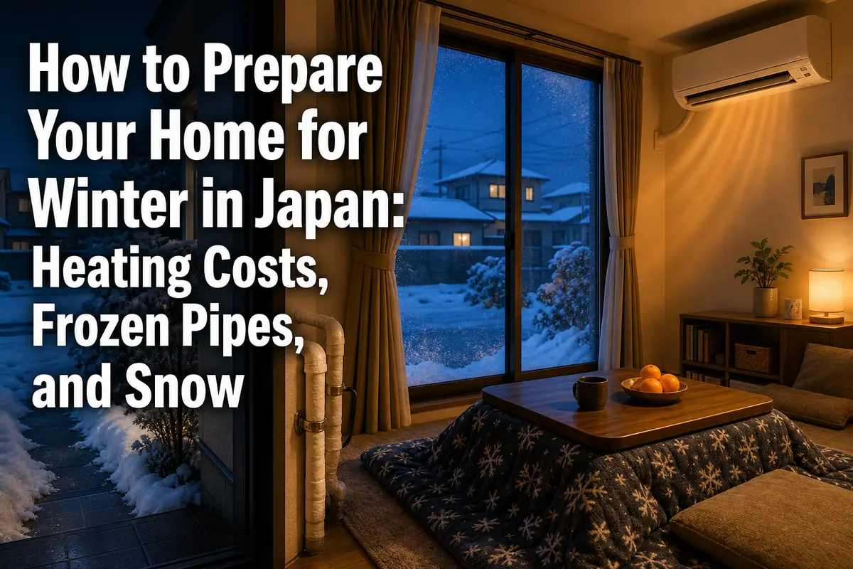 雪の降る日本の冬に暖房と凍結対策を整えた住まい。