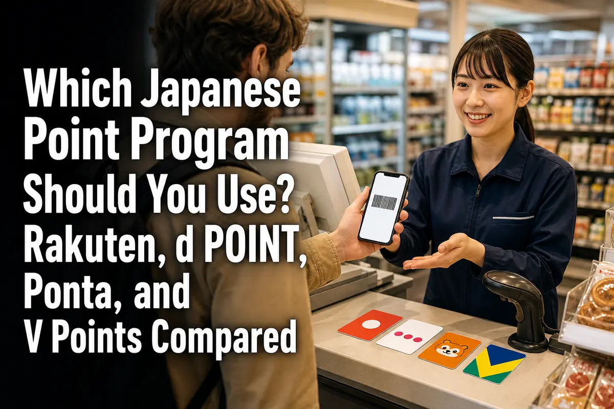 A shopper in Japan presents a smartphone loyalty barcode at a convenience-store checkout.
