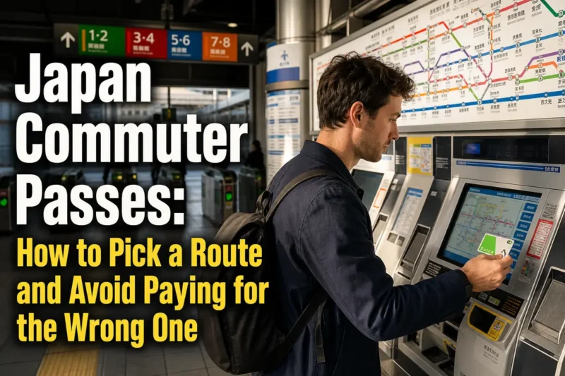 日本の駅でICカードと路線図を確認する外国人居住者。